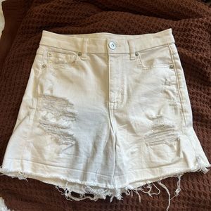 American Eagle White Distressed Denim shorts